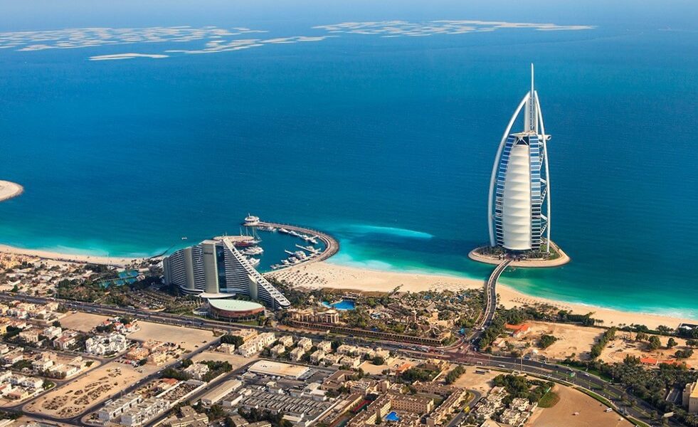 Stunning Dubai skyline at golden hour with Burj Khalifa and Downtown Dubai, representing expat relocation to Dubai